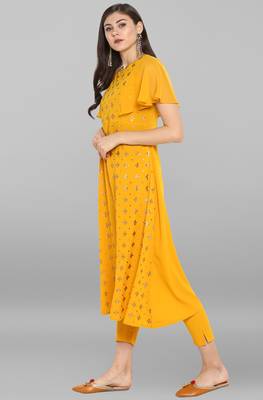 Magenta printed crepe ethnic kurtis 3