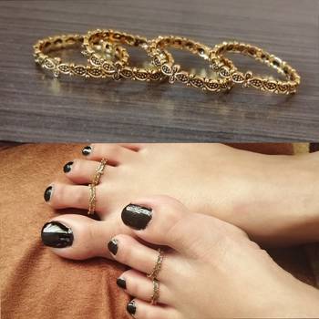 Slim Elegant Matt Gold Toe Rings 4 Pc Combo 2
