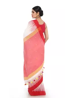 White woven cotton saree with blouse