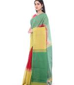 Yellow woven cotton silk saree with blouse