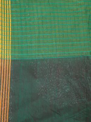 Yellow woven cotton silk saree with blouse 3
