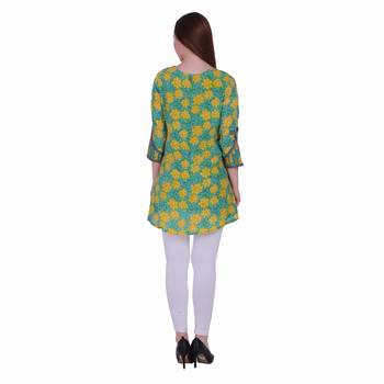 Lemon Printed Viscose Ethnic Kurti  3