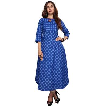 Blue printed cotton ethnic kurtis 1