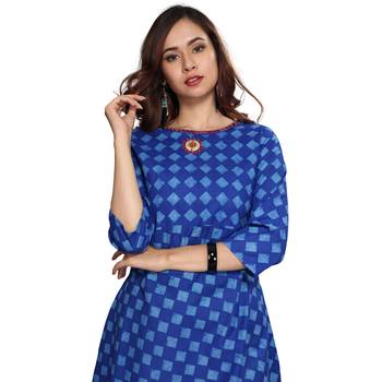 Blue printed cotton ethnic kurtis 4