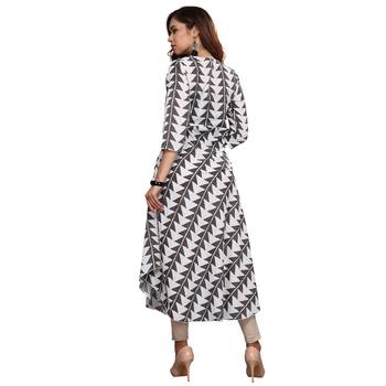 Grey printed cotton ethnic kurtis 2