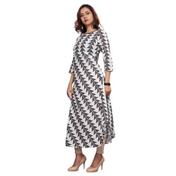 Grey printed cotton ethnic kurtis 3