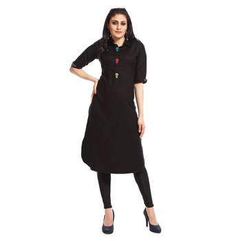 Black plain cotton kurtas and kurtis 1
