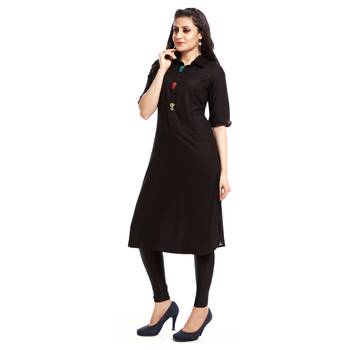 Black plain cotton kurtas and kurtis 3