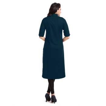 Dark green plain cotton kurtas and kurtis 2