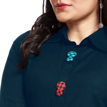 Dark green plain cotton kurtas and kurtis 4
