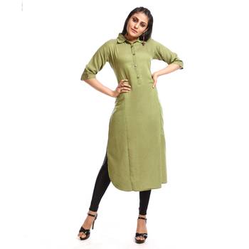Light green plain cotton kurtas and kurtis 1