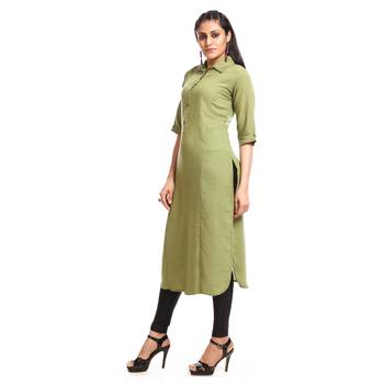 Light green plain cotton kurtas and kurtis 4