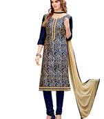 Blue brocade cotton salwar