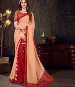 Multicolor printed chiffon saree with blouse