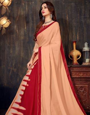 Multicolor printed chiffon saree with blouse 2