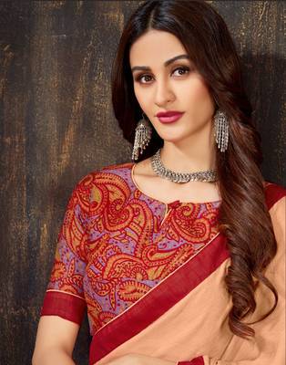 Multicolor printed chiffon saree with blouse 3