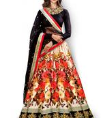 Multicolor Embroidered Art Silk Unstitched Lehenga