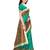 Turquoise printed poly silk saree with blouse