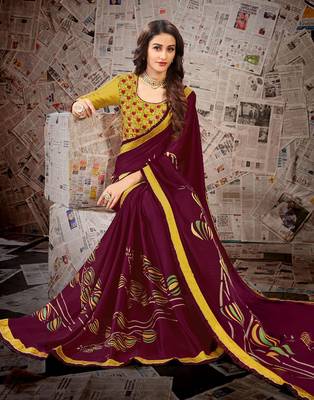 Maroon embroidered georgette saree with blouse 2