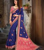 Multicolor embroidered art silk saree with blouse