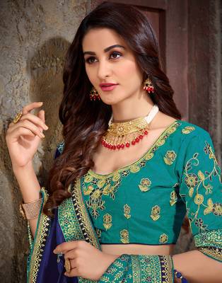 Multicolor embroidered art silk saree with blouse 2