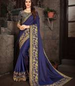 Purple embroidered art silk saree with blouse