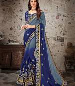 Multicolor embroidered chiffon saree with blouse