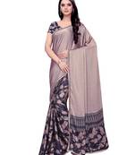 Beige Printed Shimmer Saree With Blouse