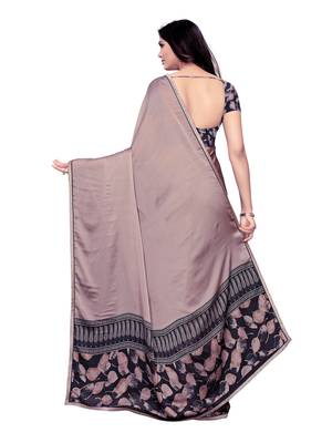 Beige Printed Shimmer Saree With Blouse 4
