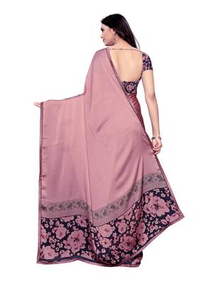Pink Printed Shimmer Saree With Blouse 4