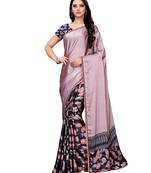 Purple Printed Shimmer Saree With Blouse