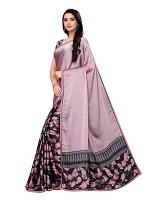 Purple Printed Shimmer Saree With Blouse 2