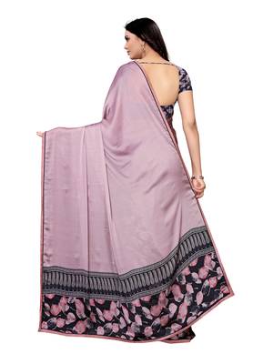 Purple Printed Shimmer Saree With Blouse 4