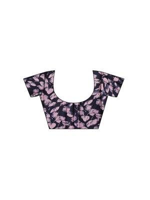 Purple Printed Shimmer Saree With Blouse 5
