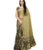 Green Printed Shimmer Saree With Blouse