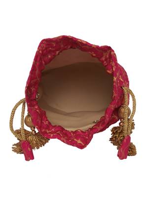 TARUSA Pink Silk Blend Textrured Potli for women 5