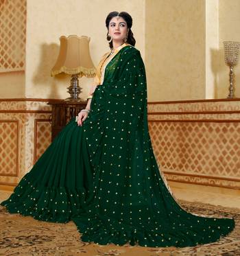 Green embroidered georgette saree with blouse 5