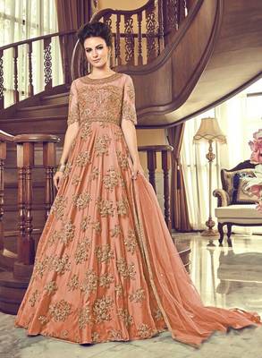 Orange embroidered pure net salwar 1