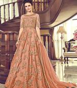 Orange embroidered pure net salwar