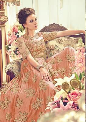 Orange embroidered pure net salwar 2