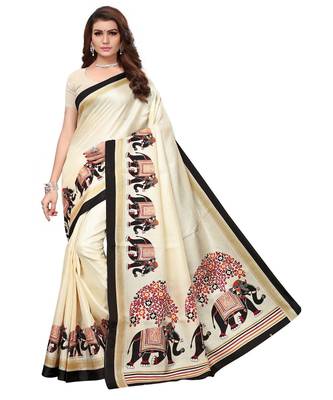 Multicolor printed silk blend saree with blouse (combo set) 2