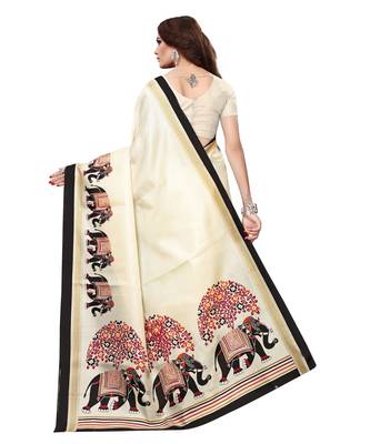Multicolor printed silk blend saree with blouse (combo set) 3