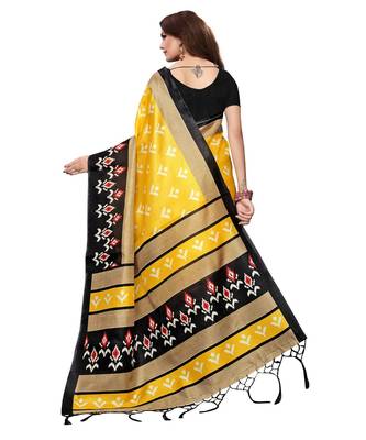 Multicolor printed silk blend saree with blouse (combo set) 5