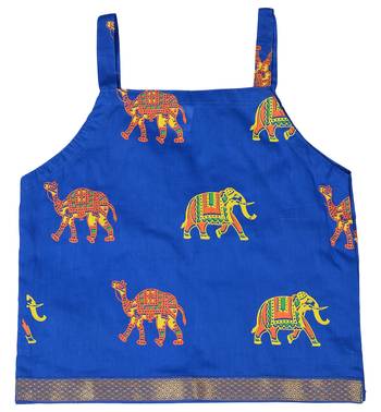 Blue Baby Girls Skirt and Top Self Design Hand Block Print 3