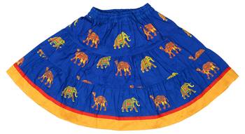 Blue Baby Girls Skirt and Top Self Design Hand Block Print 4