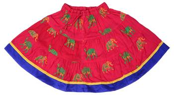 Pink Baby Girls Skirt and Top Self Design Hand Block Print 3