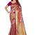 Rani pink woven banarasi silk saree with blouse