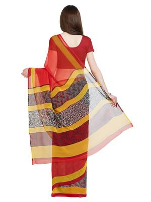 Multicolor woven georgette saree with blouse 2