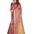 Rani pink woven banarasi silk saree with blouse