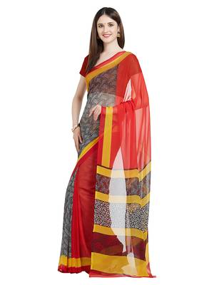 Multicolor woven georgette saree with blouse 5